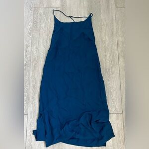 Mikoh blue dress.  Slits on the bottom on each side and thin T strap.